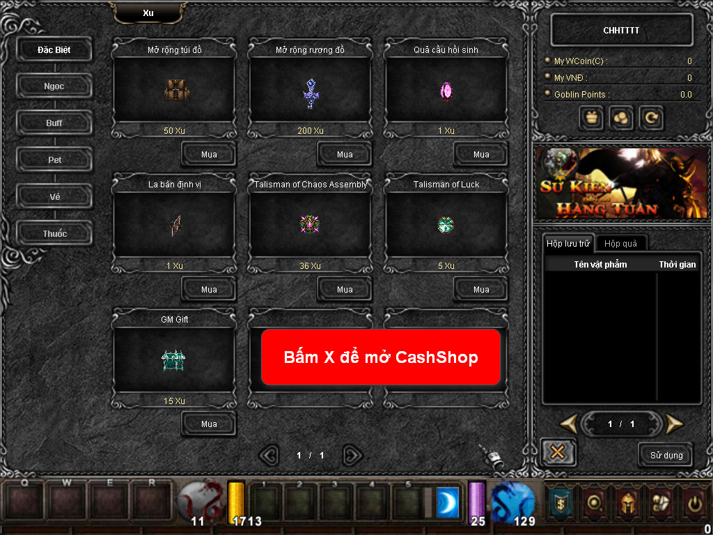 Chức năng chính của Game MU Nét Việt